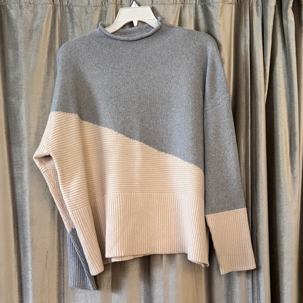 Blue and Cream Women's Sweater